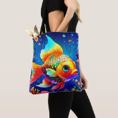 Rainbow Ocean Reef Fish Design Tote Bag (Dichtbij)