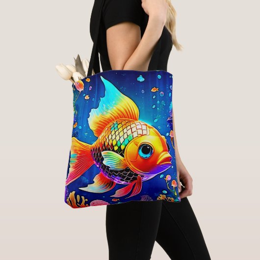 Rainbow Ocean Reef Fish Design Tote Bag (Dichtbij)