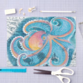 Rainbow Octopus Blue  Map Nautical Marine Tissuepapier (Craft)