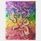 Rainbow Octopus Fleece Blanket Deken (Voorkant)