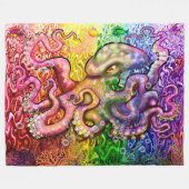 Rainbow Octopus Fleece Blanket Deken (Voorkant (Horizontaal))