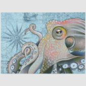 Rainbow Octopus  Map Compass Nautical Tissuepapier (Voorkant)