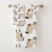Rainbow Oerwoud Animals Pattern Bad Handdoek (Insitu)