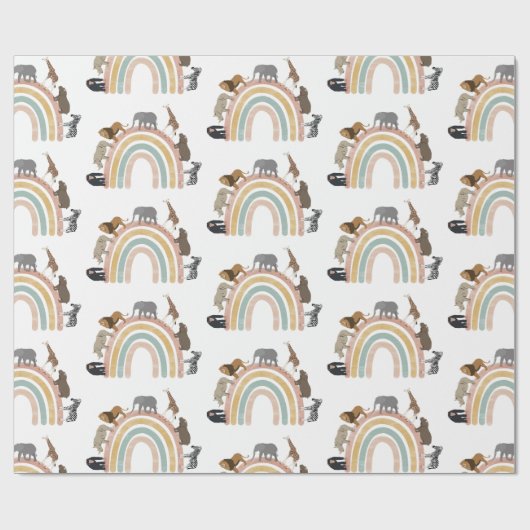 Rainbow Oerwoud Animals Pattern Cadeaupapier (Vlak)