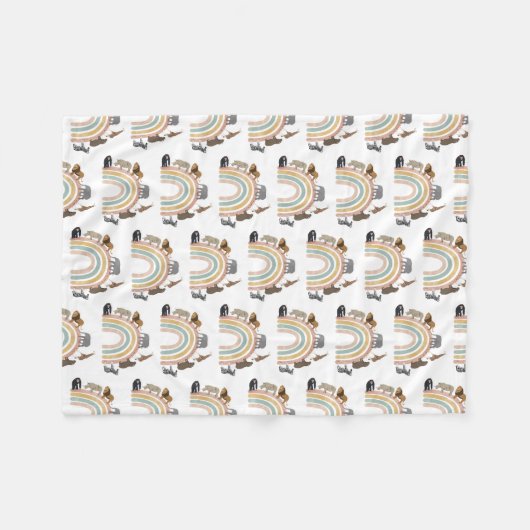 Rainbow Oerwoud Animals Pattern Fleece Deken (Voorkant (Horizontaal))