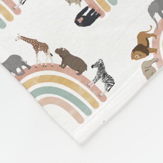 Rainbow Oerwoud Animals Pattern Fleece Deken (Hoek)