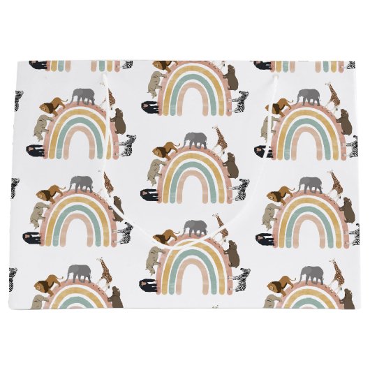 Rainbow Oerwoud Animals Pattern Groot Cadeauzakje (Voorkant)