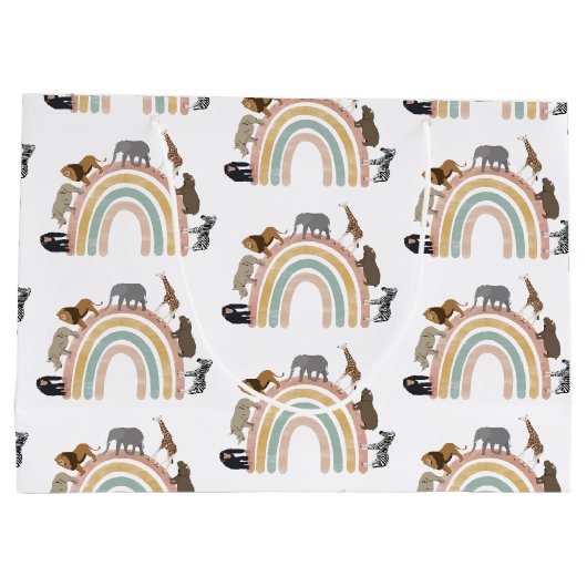 Rainbow Oerwoud Animals Pattern Groot Cadeauzakje (Achterkant)