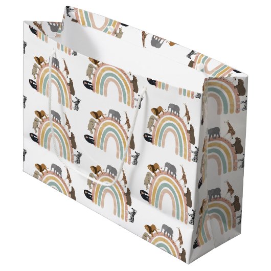Rainbow Oerwoud Animals Pattern Groot Cadeauzakje (Voorkant Gekanteld)
