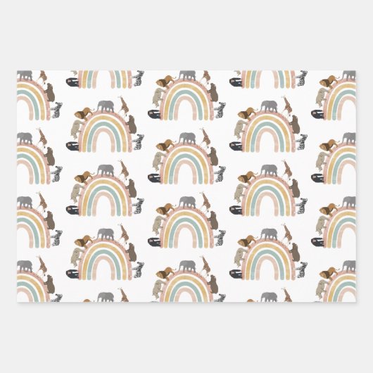 Rainbow Oerwoud Animals Pattern Inpakpapier Vel (Voorkant 3)