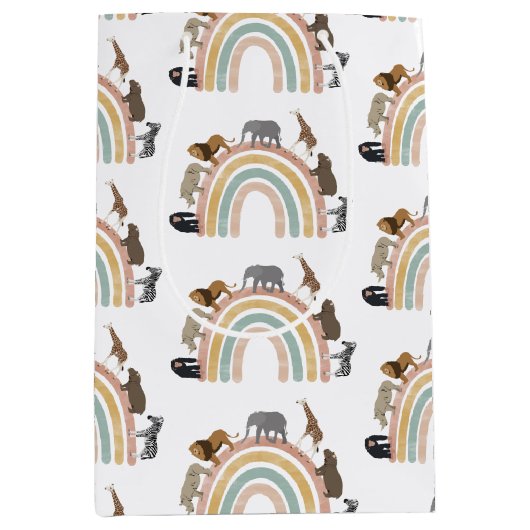 Rainbow Oerwoud Animals Pattern Medium Cadeauzakje (Voorkant)