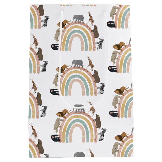 Rainbow Oerwoud Animals Pattern Medium Cadeauzakje (Achterkant)