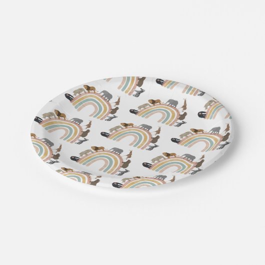 Rainbow Oerwoud Animals Pattern Papieren Bordje (Gekanteld)