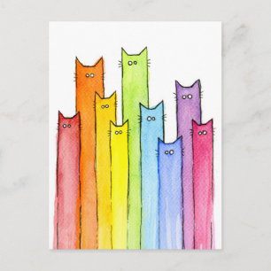 Rainbow of Cats Funny Briefkaart Card