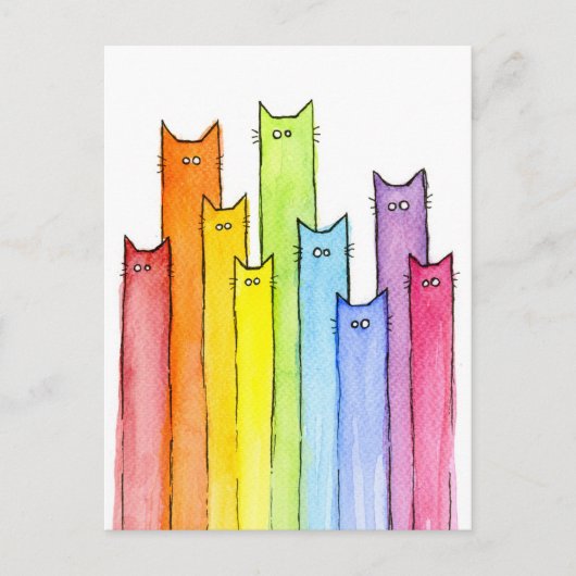 Rainbow of Cats Funny Briefkaart Kaart (Voorkant)