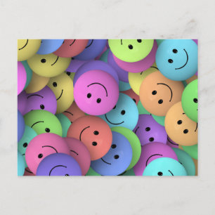 Rainbow of Colorful Happy Faces Briefkaart