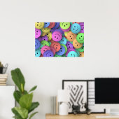 Rainbow of Colorful Happy Faces Poster (Thuiskantoor)