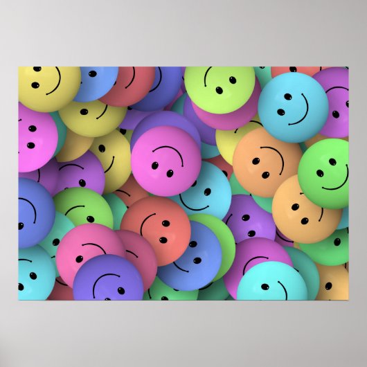 Rainbow of Colorful Happy Faces Poster (Voorkant)