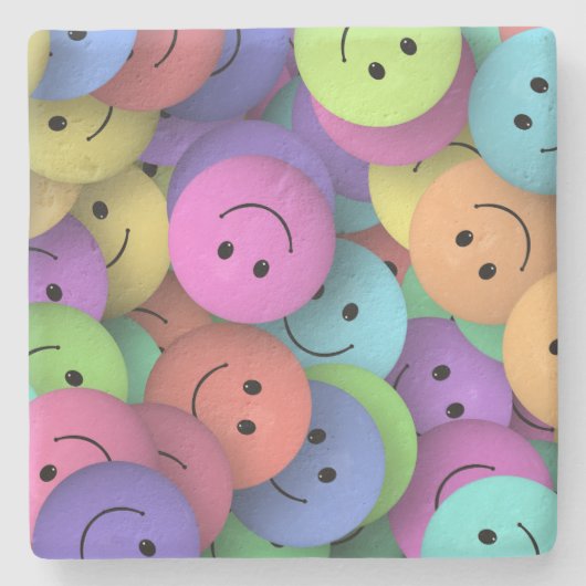 Rainbow of Colorful Happy Faces Stenen Onderzetter (Voorkant)