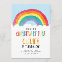Rainbow of Fun Blue Boy Birthday Invitation