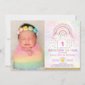 Rainbow of Fun Clouds Sterren Meisjes Verjaardagsf Kaart (Voorkant)