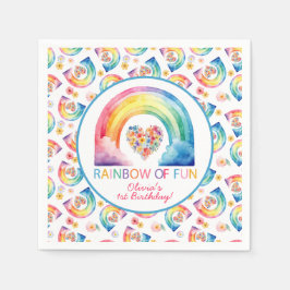 Rainbow of Fun Floral Heart Verjaardag servetten