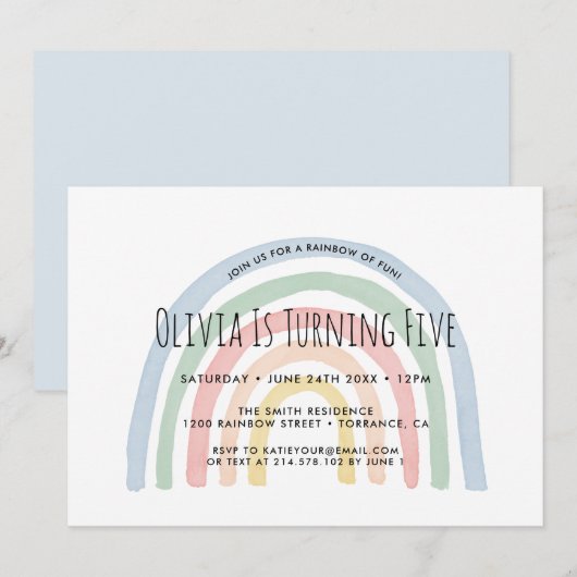 Rainbow of Fun Rainbow 5e verjaardag Kaart (Voorkant / Achterkant)