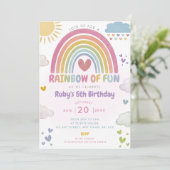 Rainbow of Fun Verjaardagsfeest Nodig Heldere Kleu Kaart (Staand voorkant)