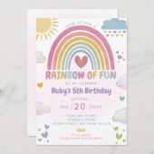Rainbow of Fun Verjaardagsfeest Nodig Heldere Kleu Kaart (Voorkant / Achterkant)