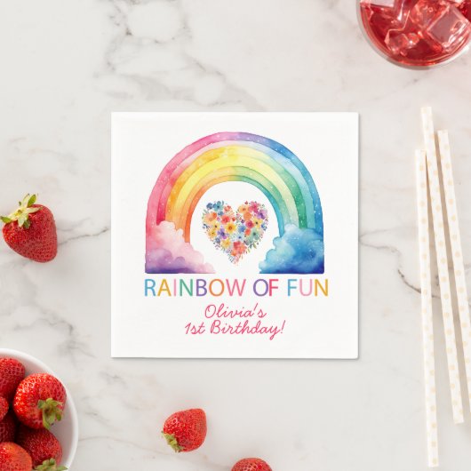 Rainbow of Fun Waterverf Verjaardag servetten (Insitu)