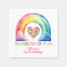 Rainbow of Fun Waterverf Verjaardag servetten