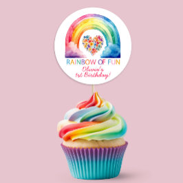 Rainbow of Fun Waterverf Verjaardagsgunst Sticker