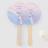 Rainbow of hope - pastel, hand fan handwaaier (Voorkant en achterkant)