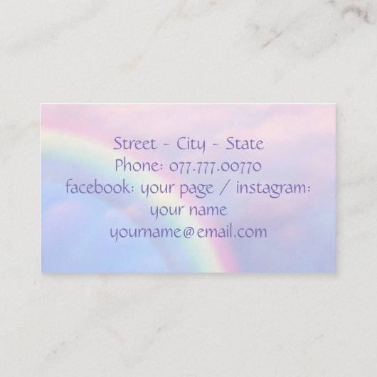 Rainbow of hope - pastel, visitekaartje (Achterkant)