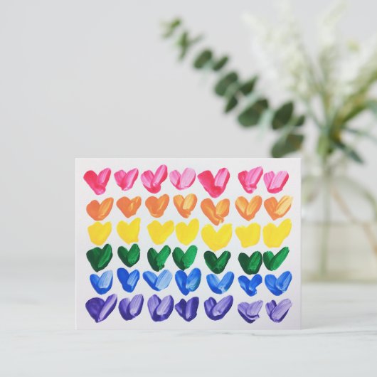 Rainbow of Love - Leuke kleurrijke handgeschilderd Briefkaart (Staand voorkant)