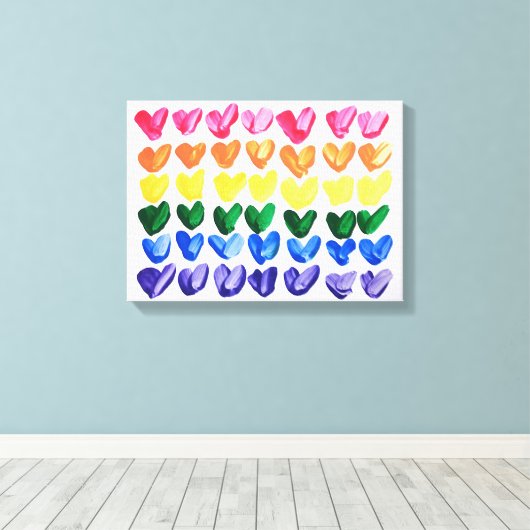 Rainbow of Love - Leuke kleurrijke handgeschilderd Canvas Afdruk (Insitu (Houten vloer))