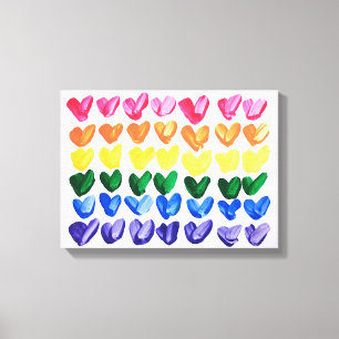 Rainbow of Love - Leuke kleurrijke handgeschilderd Canvas Afdruk