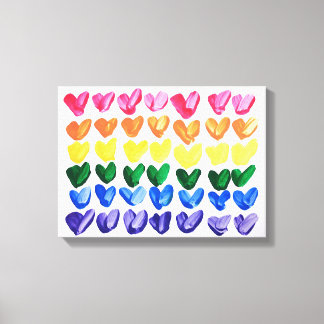 Rainbow of Love - Leuke kleurrijke handgeschilderd Canvas Afdruk