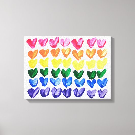 Rainbow of Love - Leuke kleurrijke handgeschilderd Canvas Afdruk (Voorkant)