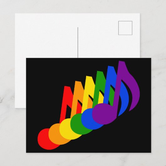 Rainbow of Musical Notes Graphic Briefkaart (Voorkant / Achterkant)