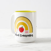 Rainbow of School Supplies Naam van de schooladvis Tweekleurige Koffiemok (Voorkant links)