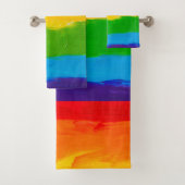 Rainbow Oil Paint Pride Badhanddoek Set – LGBTQ+ Bad Handdoek (Insitu)