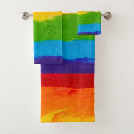 Rainbow Oil Paint Pride Badhanddoek Set – LGBTQ+ Bad Handdoek (Insitu)