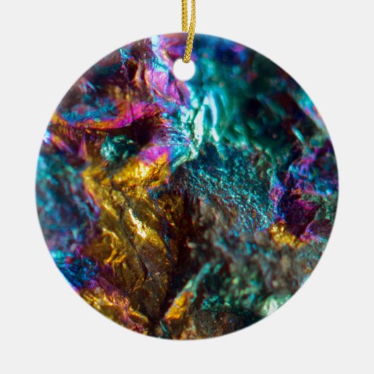 Rainbow Oil Slick Crystal Rock Keramisch Ornament (Voorkant)