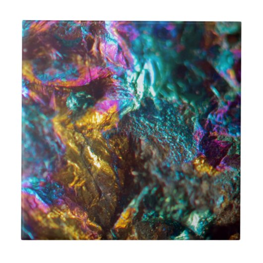 Rainbow Oil Slick Crystal Rock Tegeltje (Voorkant)