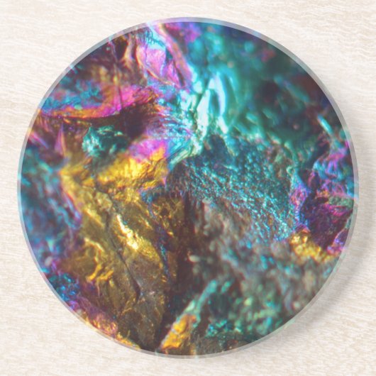 Rainbow Oil Slick Crystal Rock Zandsteen Onderzetter (Voorkant)