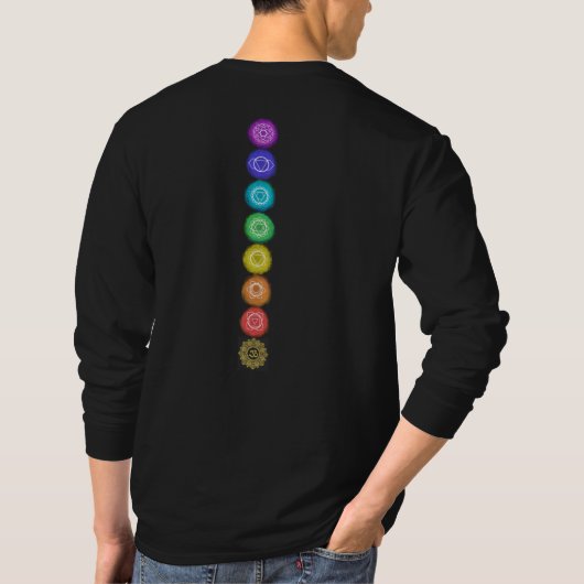 *~* Rainbow Om Chakra Symbols Waterverf Black T-shirt (Achterkant)