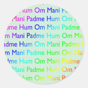 Rainbow Om Mani Padme Hum (op Baby Blue) Ronde Sticker