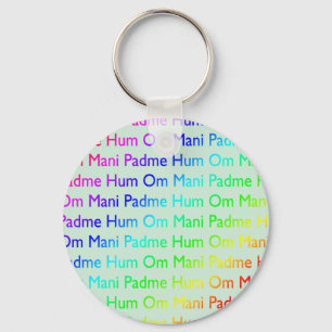 Rainbow Om Mani Padme Hum (op Baby Blue) Sleutelhanger