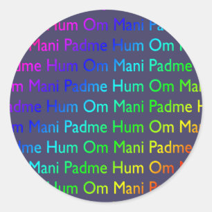 Rainbow Om Mani Padme Hum op Paars Ronde Sticker